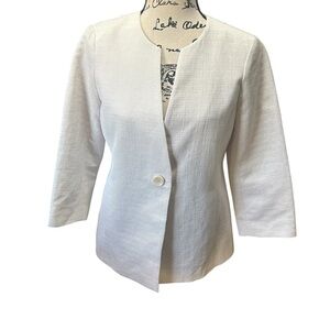 Eileen Fisher Ivory Colored  One Button Textured Jacket Blazer Sz XS